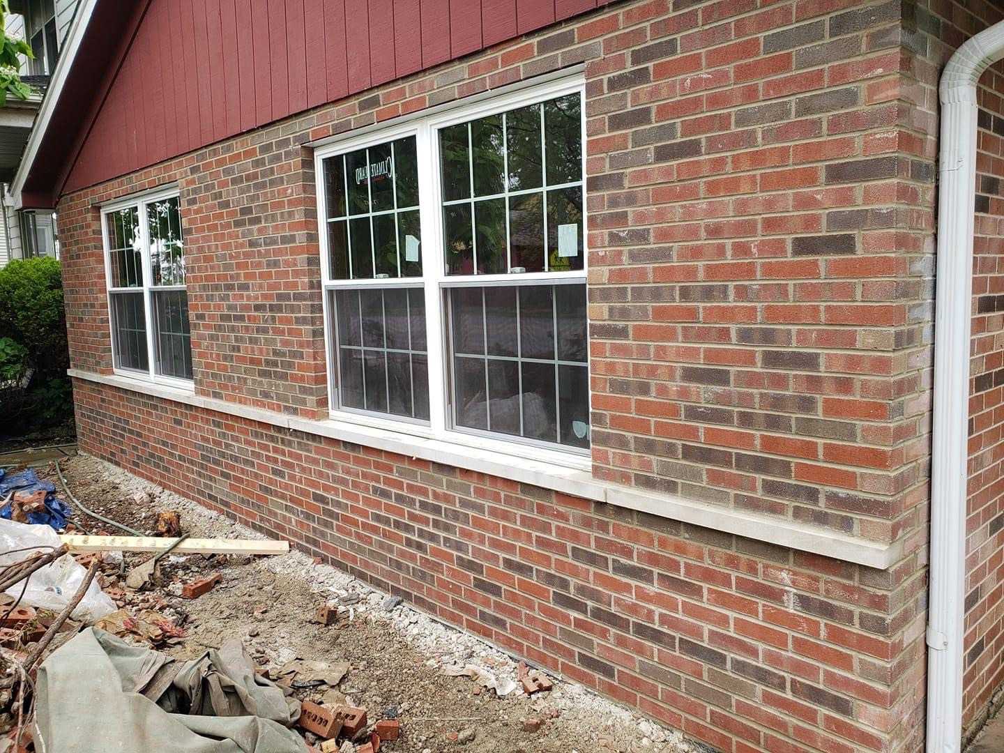 Example of brick wall that was built recently.